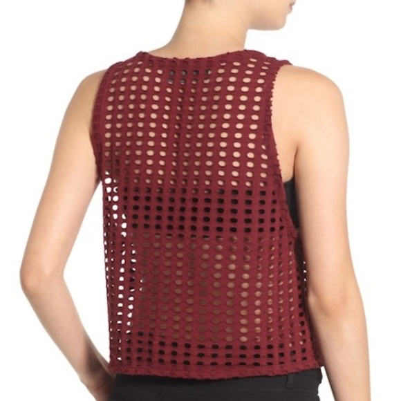 Kendall & Kylie Laser Cut Scoop Neck Tank Top Semi Sheer Summer ,Size S,NEW - Picture 2 of 10